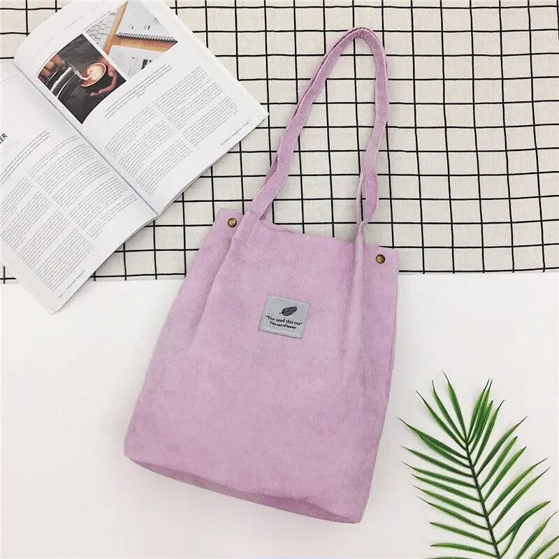 Corduroy Shoulder Tote Handbag