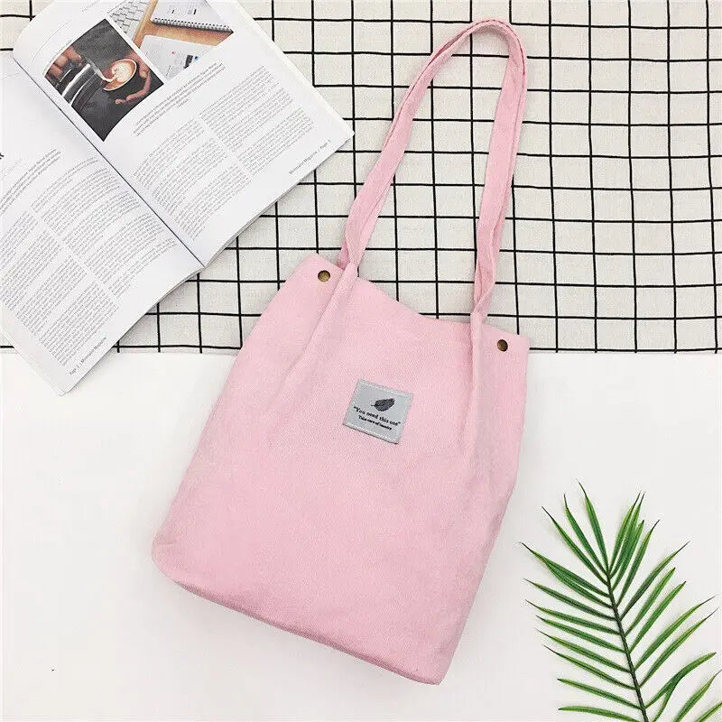 Corduroy Shoulder Tote Handbag