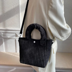 Corduroy Small Handbags Women Shoulder Crossbody Bags Bucket Bag