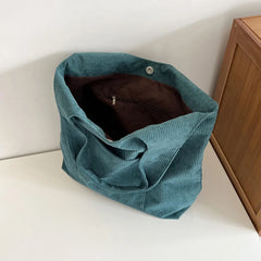 Women's Corduroy Tote Bag Large Capacity Handbag Shoulder Shopping Bag