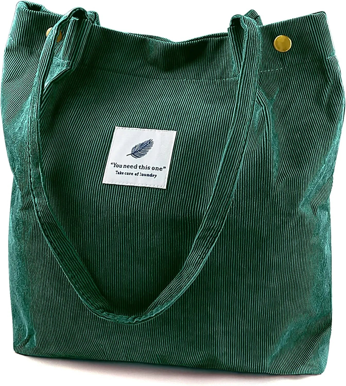 Corduroy Tote Bag Canvas Shoulder Purse with Inner Pocket