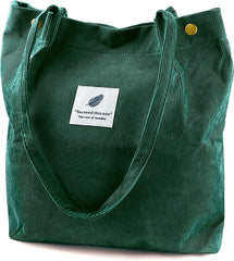 Corduroy Tote Bag Canvas Shoulder Purse with Inner Pocket