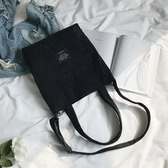 Women's Winter Corduroy Tote Bag Casual Style Shopper Handbag