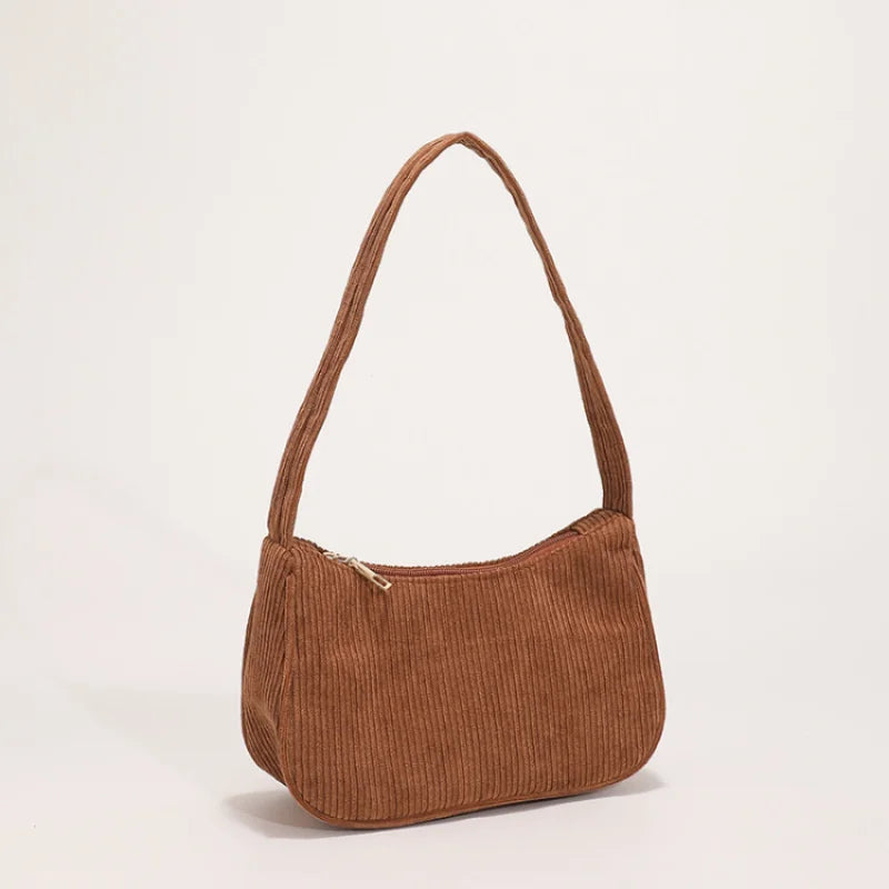 Corduroy Chain Shoulder Bag Clutch Purse Retro Texture Underarm Bag