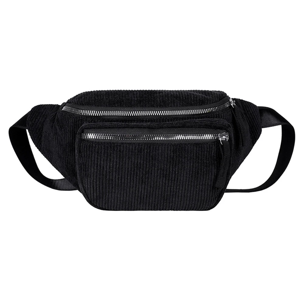Corduroy Waist Bag Women Zipper Chest Bag