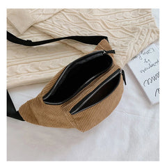 Women's Corduroy Waist Chest Bag Zipper