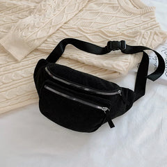 Women's Corduroy Waist Bag Chest Bag for Casual Wear