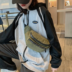 Women's Corduroy Waist Chest Bag Zipper