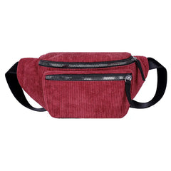 Women's Zipper Chest Bag Corduroy Waist Bag