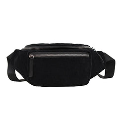 Corduroy Waist Bag Zipper Chest Bag Sport Travel Waist Belt Bags