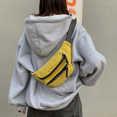 Women's Corduroy Waist Chest Bag Zipper