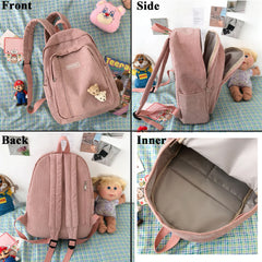 Corduroy Woman Backpack Large Capacity Schoolbag For Teenage Girls Boys Bookbag