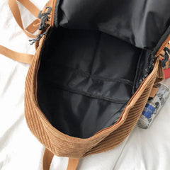 Corduroy Women Backpack Female School Bag for Teens Girls College Travel
