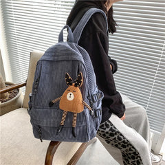 Corduroy Women Backpack Female School Bag for Teens Girls College Travel