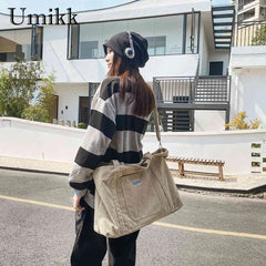 Corduroy Women Handbags Casual Large Capacity Ladies Crossbody Bag