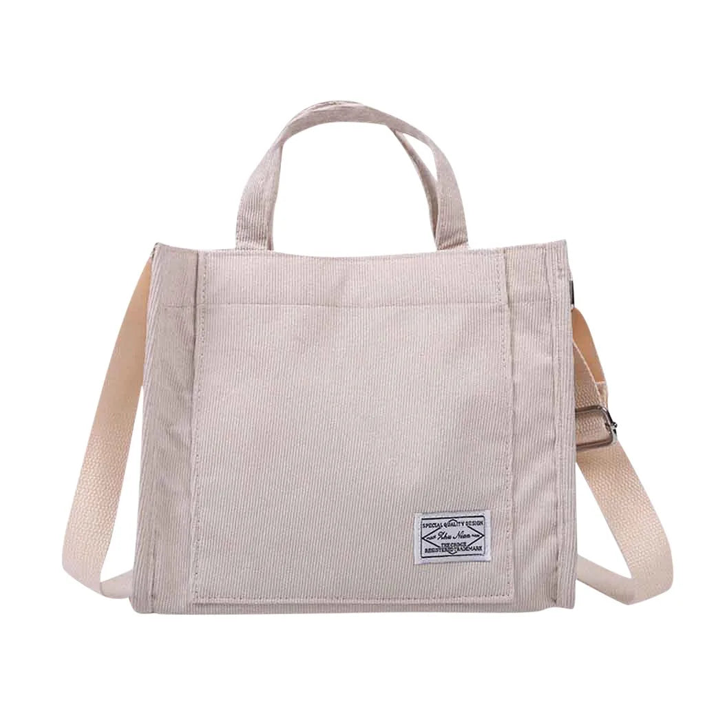Corduroy Women Handbags Shoulder Bag Small Canvas Handbag Zipper Casual Tote Bag