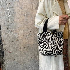 Corduroy Women Small Lunch Box Bento Handbags Daisy Print Mini Tote