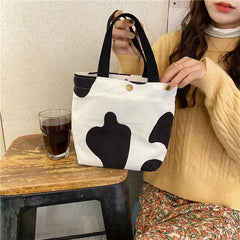 Corduroy Women Small Lunch Box Bento Handbags Daisy Print Mini Tote