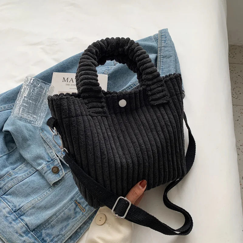 Corduroy Women's Bag Soft Handbags Messenger Purse Crossbody Shoulder Tote Bags