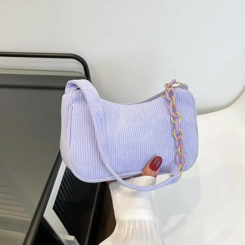 Corduroy Women's Bag Soft Handbag One-Shoulder Crossbody Shoulder Bag