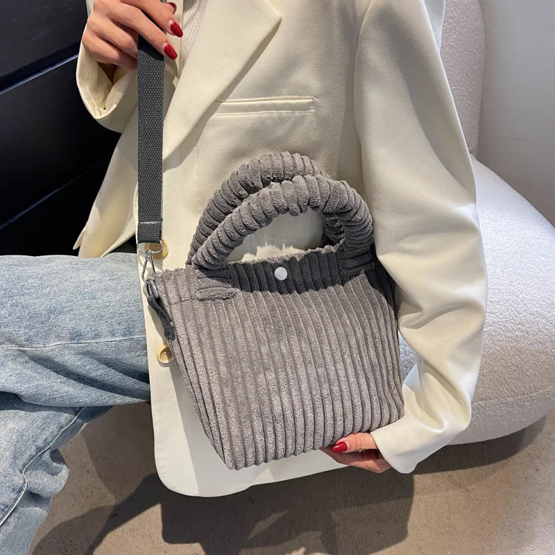 Corduroy Women's Bag Soft Handbags Totes Casual Crossbody Tote Bags
