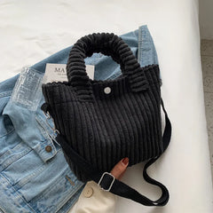 Corduroy Women's Bag Soft Handbags Totes Casual Crossbody Tote Bags