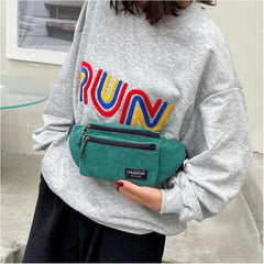 Corduroy Women Waist Bag Small Canvas Casual Shoulder Crossbody Fanny Pack