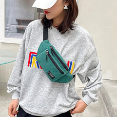 Corduroy Women's Waist Bag Small Canvas Ladies Shoulder Crossbody Bags For Women
