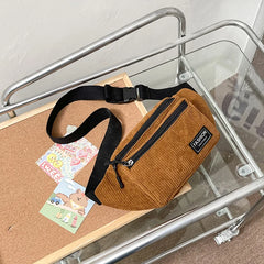 Corduroy Women's Waist Bag Small Canvas Ladies Shoulder Crossbody Bags For Women