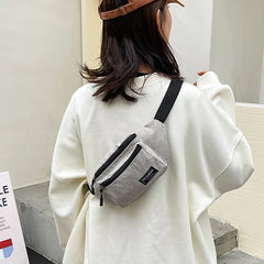 Corduroy Small Waist Bag Canvas Shoulder Crossbody for Women