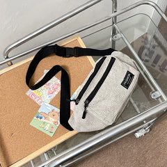 Corduroy Waist Bag Small Canvas Ladies Shoulder Crossbody