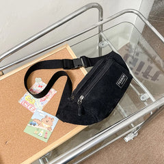 Corduroy Women's Waist Bag Small Canvas Ladies Shoulder Crossbody Bags For Women