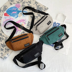 Corduroy Women's Waist Bag Canvas Ladies Crossbody Bags