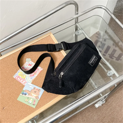 Corduroy Waist Bag Canvas Ladies Crossbody Fanny Pack Phone Chest Bag