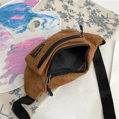 Corduroy Waist Bag Canvas Ladies Crossbody Fanny Pack Phone Chest Bag