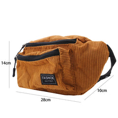 Women's Corduroy Waist Bag Canvas Crossbody Fanny Pack