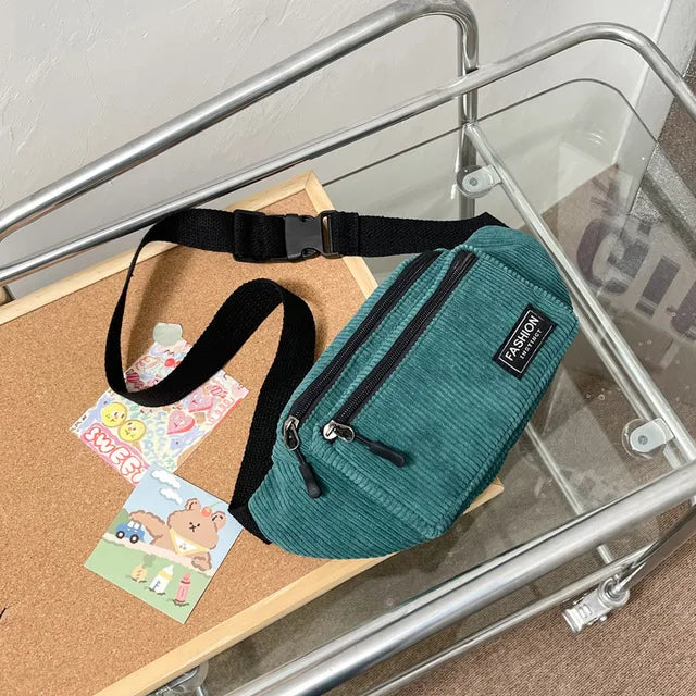 Corduroy Waist Bag Canvas Shoulder Crossbody