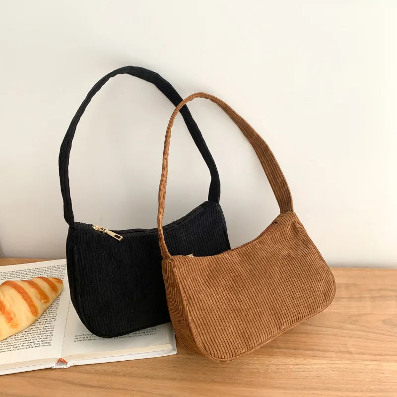 Corduroy Small Bag Retro Armpit Bag Chain Shoulder Bag
