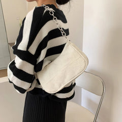 Corduroy Small Bag Retro Armpit Bag Chain Shoulder Bag