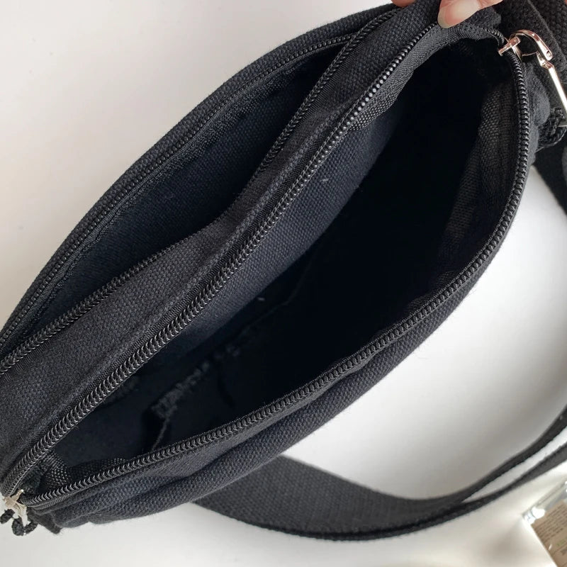 Canvas Zipper Saddle Bag Women's Shoulder Crossbody