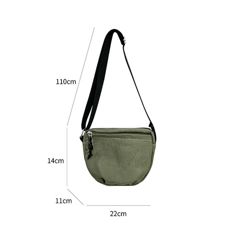 Canvas Zipper Saddle Bag Women's Shoulder Crossbody