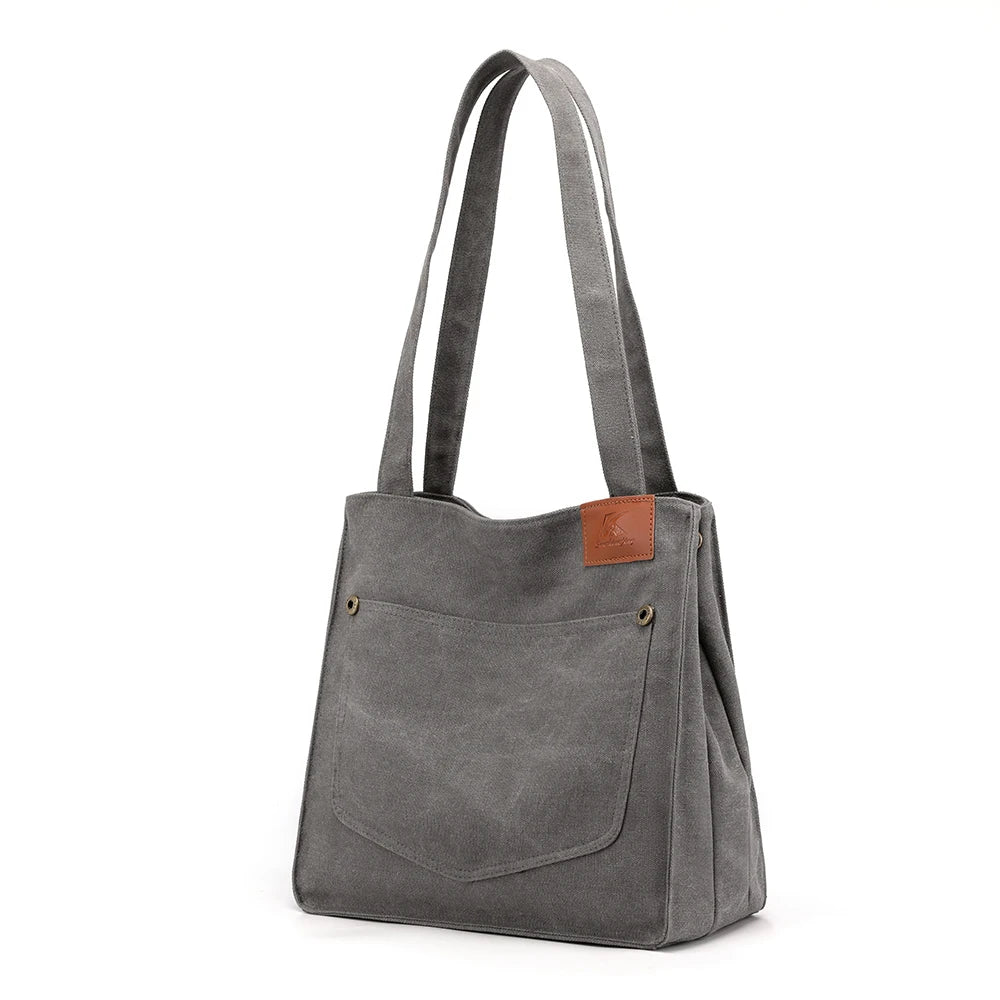 Cotton Canvas Women Bags Small Solid Lady Shoulder Handbag Casual Tote