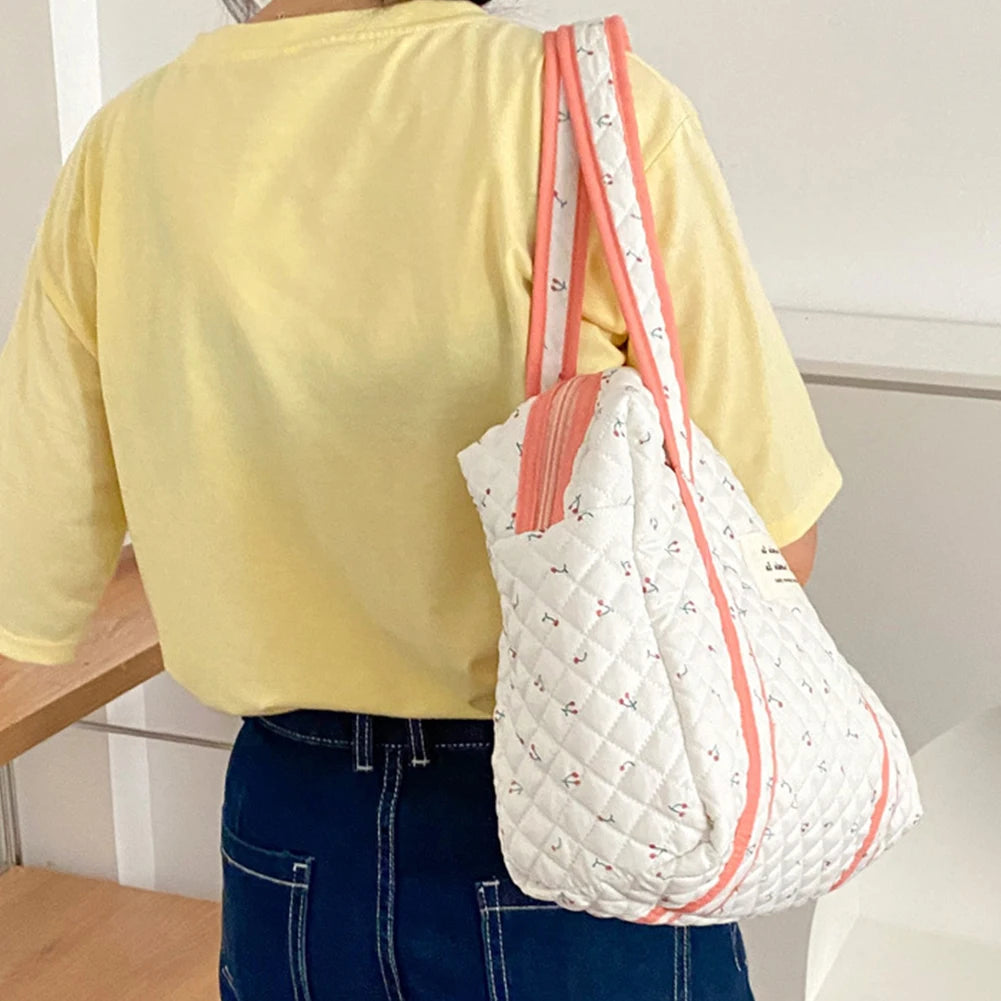 Cotton Carry On Bag Large Capacity Cartoon Printed Multifunction Zipper