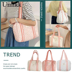 Cotton Carry On Bag Large Capacity Cartoon Printed Multifunction Zipper