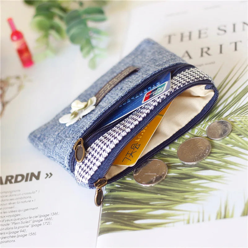 Floral Plaid Women's Short Wallet Handbag Coin Purse Card Pouch Bag
