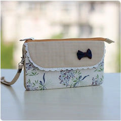 Floral Printing Organizer Wallet Women Flower Bow Small Money Clutch Bag