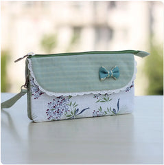 Floral Printing Organizer Wallet Women Flower Bow Small Money Clutch Bag