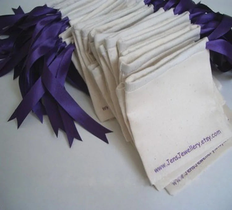 Cotton Gift Bags Drawstring Pouch Packaging Natural Cotton Bag Logo Print