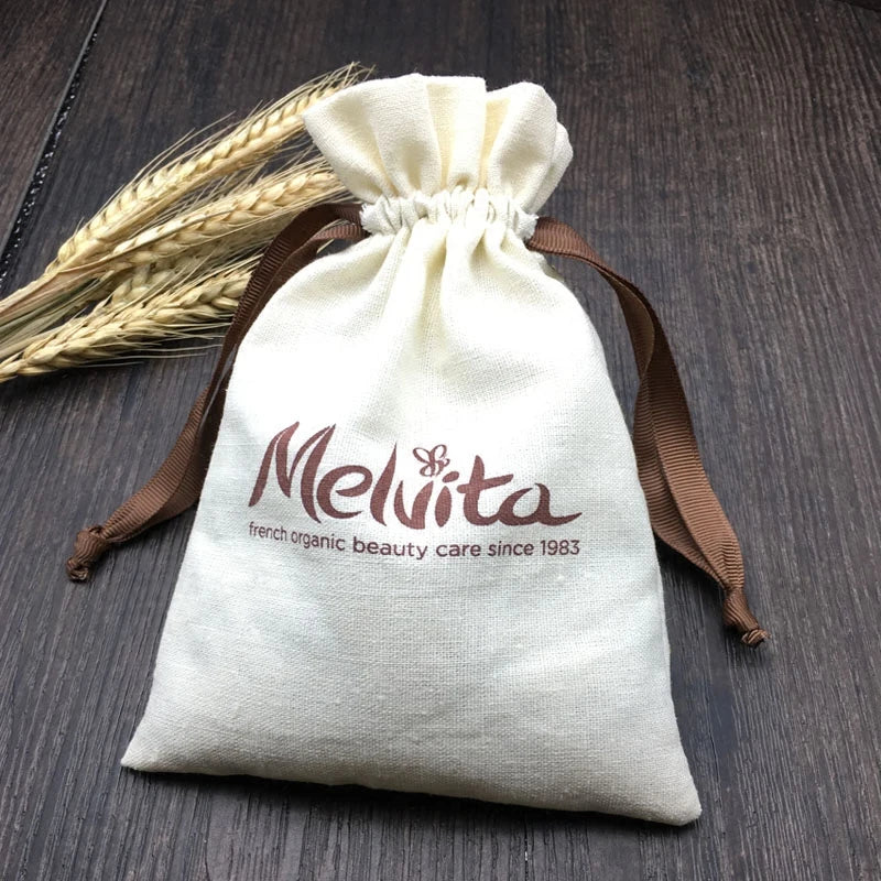 Cotton Gift Bags Drawstring Pouch Packaging Natural Cotton Bag Logo Print