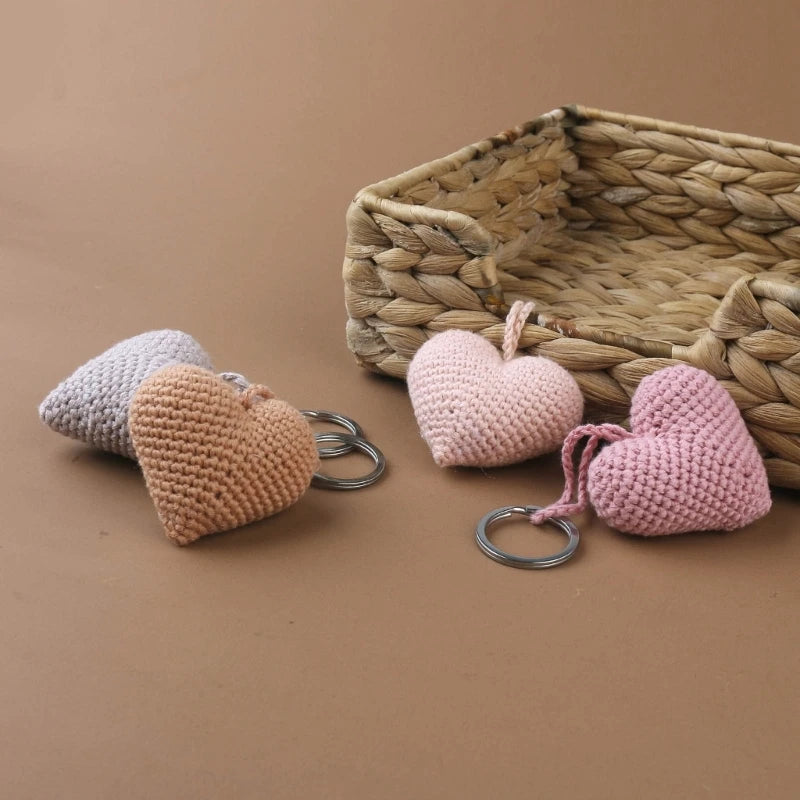Cotton Keychain Toy Cartoon Loves Heart Crochet Hook Keys Chain Backpack Pendant